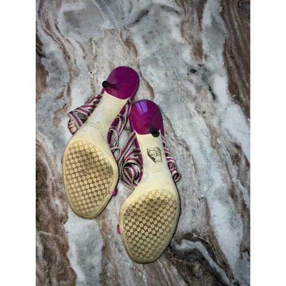 Gucci Pink and Beige Stripe Knotted Sandals Size 8 
Authentic - Picture 6 of 11
